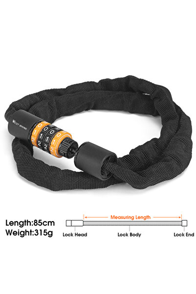 Choice Black WEST BIKING Anti-theft MTB Road Bike Password Lock Portable Safety Bicycle Chain Lock Scooter