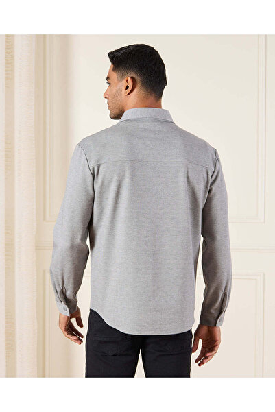 REDTAG Men Grey Dobby Shirt