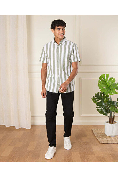 REDTAG Men White Striped Casual Shirt