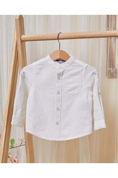 REDTAG قميص أبيض للأولاد الرضع بياقة ماندرين