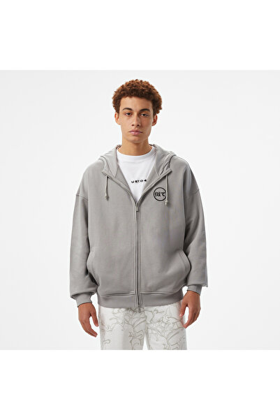 United 4 UNITED4 Erkek Gri Oversize T-Shirt