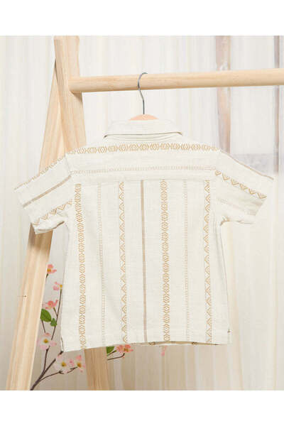 REDTAG Infant Boys Beige Embroidered Shirt