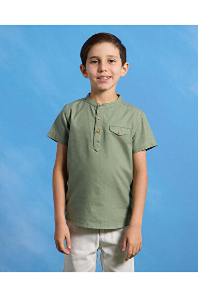 REDTAG قميص كورتا أكسفورد أوليفي بأكمام قصيرة للأولاد