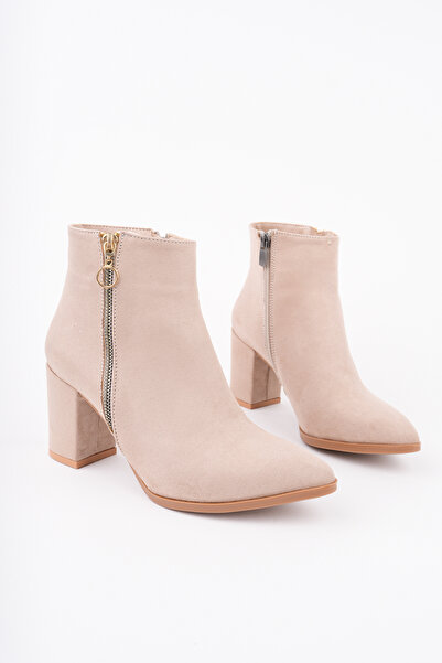 Madam Tarz Peters Zipper Detail Thick Heel Boots