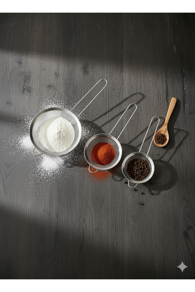 Hagen مصفاة شاي بثلاثة أحجام 8 سم-10 سم-12 سم، مصفاة عالية الجودة، مصفاة سلكية، مصفاة فولاذية، مصفاة سلكية مقاومة للصدأ