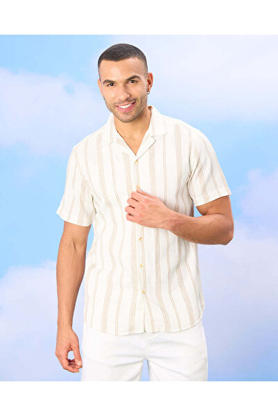 REDTAG Men White Striped Casual Shirt