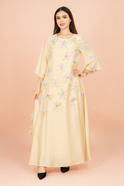 IKKXA Three Dimentional Flowers Crystal Solid Modern Jalabiya