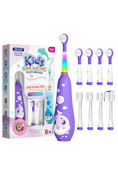 choice2 فرشاة أسنان كهربائية للأطفال من سيجو SG-2139Purple Sonic Child Dolphin ملونة بإضاءة LED ذكية لمدة دقيقتين
