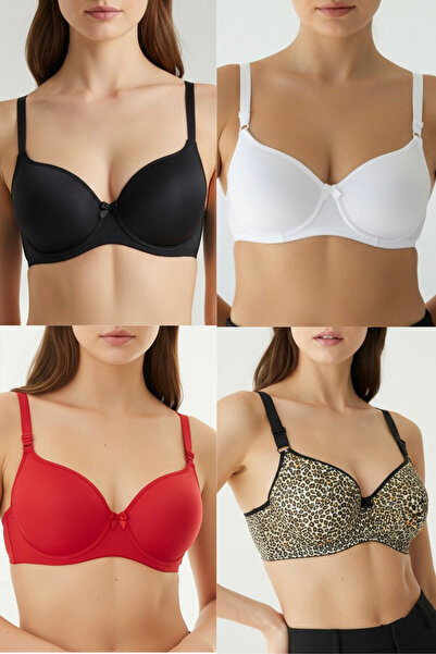 Fanwet Women's Padded Underwire Daily 4-Piece Bra Set