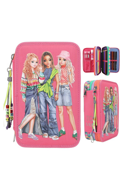 Top Model 3 Katlı Dolu Girls Kalem Kutu - 3 lü Kızlar Dolu Kalem Kutusu