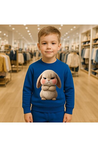 playwear Σετ Φούτερ και Φόρμα με Σχέδιο Κουνελιού SOMURTKAN για Ηλικίες 3-4-5...