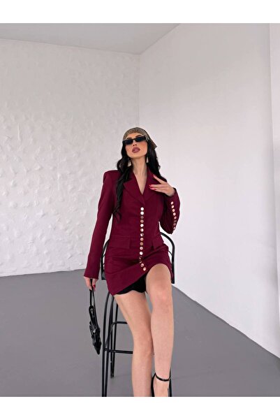 SUXİRCNHTMTS Κομψό φόρεμα με λεπτομερή σχεδίαση με κουμπώματα