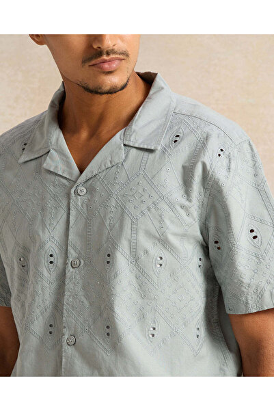 REDTAG Men Mint Embroidered Casual Shirt