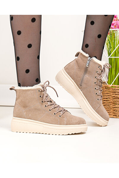 starlike Women's boots, natural suede, khaki F002-409