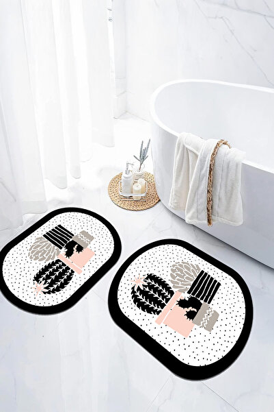 EVİMSEN Set de scaune pentru toaletă cu covoraș de baie oval, lavabil, cu mod...