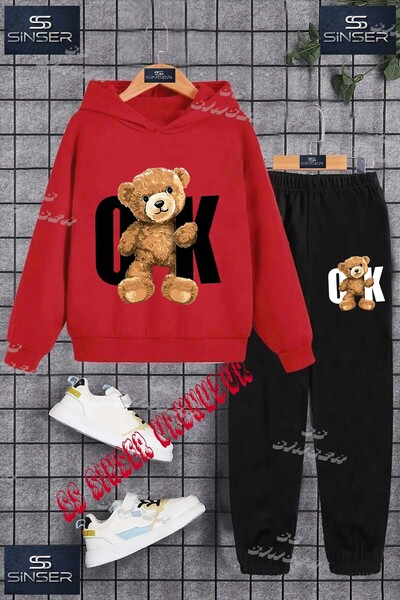 SS SİNSER Dječji unisex "BEAR OK BLACK" specijalni komplet trenerke sa kapulj...