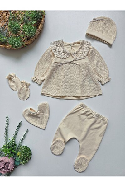 GizaKids 100% Cotton Baby Girl Newborn 5 Piece Hospital Discharge Set