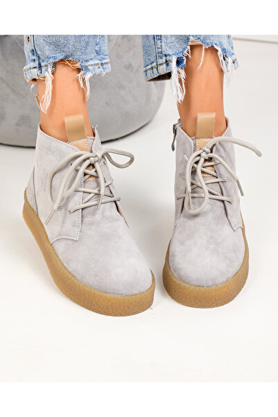 starlike Women's boots, natural suede leather, light gray JY6651