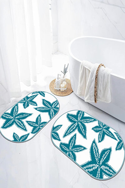 EVİMSEN Set de scaune pentru toaletă cu covoraș de baie oval, lavabil, cu baz...