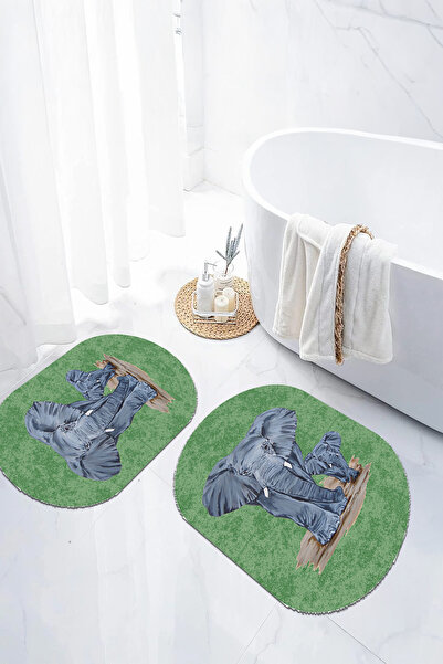 EVİMSEN Set de scaune pentru toaletă cu covoraș de baie oval, lavabil, cu mod...