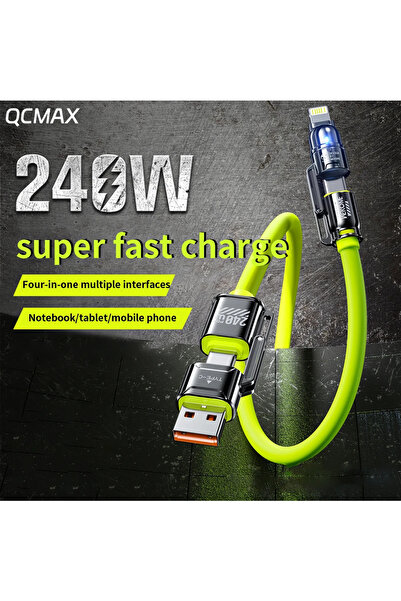 inteknoloji 4in1 PD 240 Watt Type-C/30 W iPhone Metal Uçlu 1 Metre Macbok Tab...