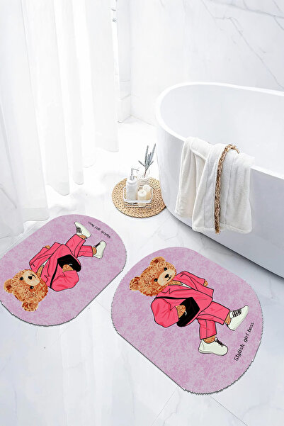 EVİMSEN Set de scaune pentru toaletă cu covoraș de baie oval, lavabil, cu mod...