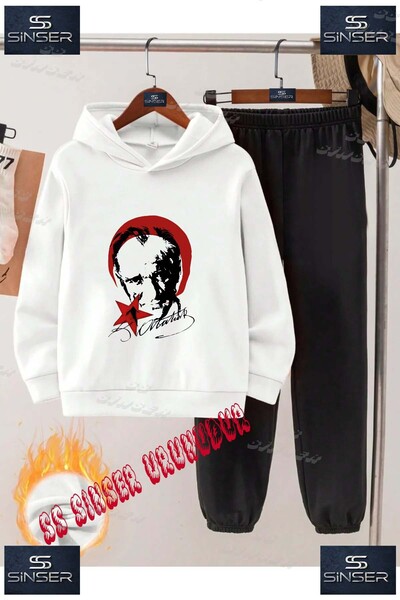 SS SİNSER Children's Unisex Special Printed Hooded Tracksuit Set with the Wor...