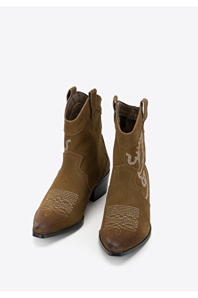 Wittchen Ghete cowboy damă din piele întoarsă cu broderie, scurte, verzi, din...