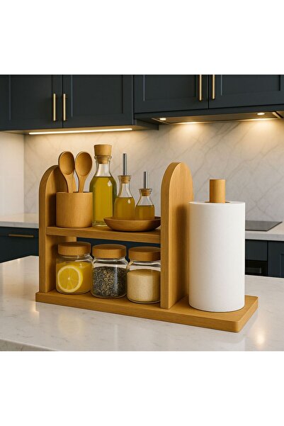 Kale tasarım Mutfak Rafı Kağıt Rulo Havluluk Ahşap Kağıt Havluluk Mutfak Rafı Tezgah Üstü Peçetelik