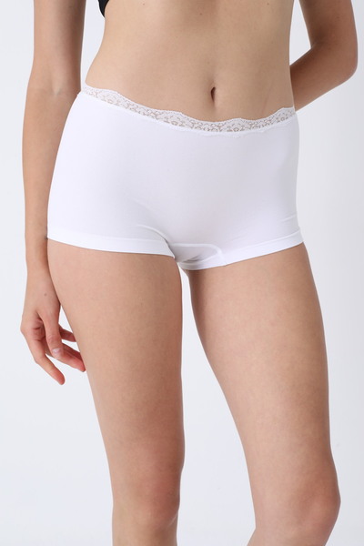 Serena Boxeri damă albi – material subțire, tiv din dantelă