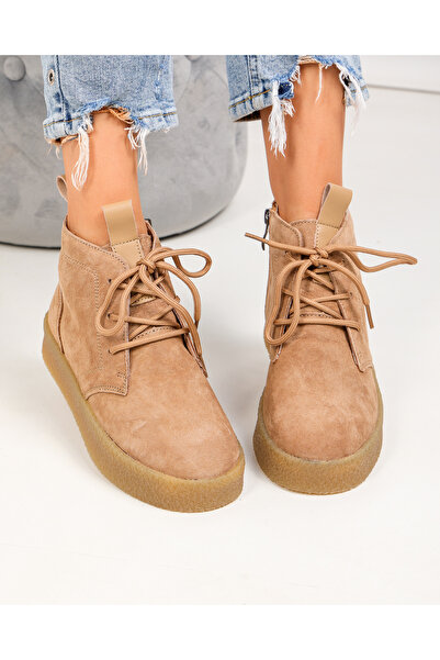 starlike Women's boots, genuine suede leather, khaki JY6651