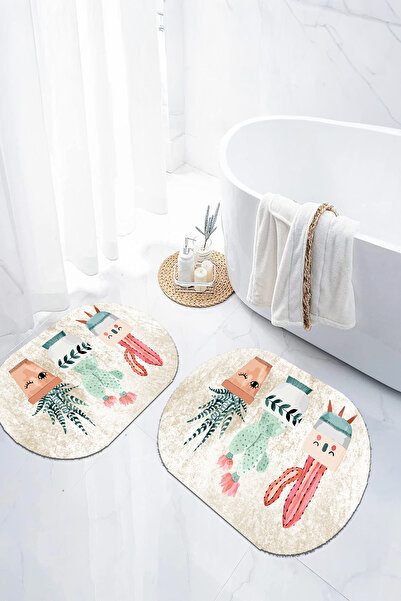 EVİMSEN Set de scaune pentru toaletă cu covoraș de baie oval, lavabil, cu mod...