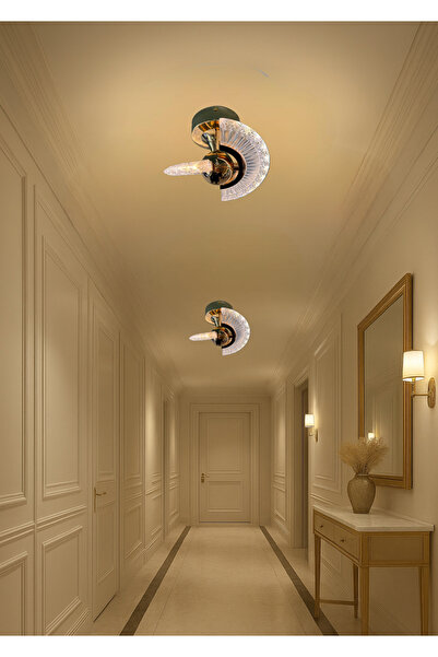 burenze Modern Avize Luxury Tasarım Oynar Başlıklı Tekli Tavana Sıfır Ledli Gold Sarı Led Avize