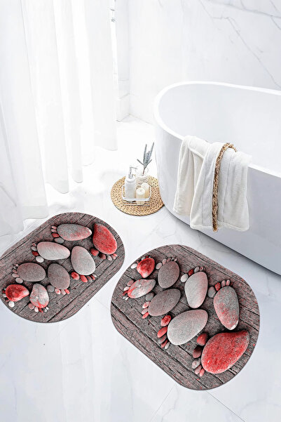 EVİMSEN طقم مقعد المرحاض بقاعدة رقمية مضادة للانزلاق وقابلة للغسل ونمط بيضاوي...