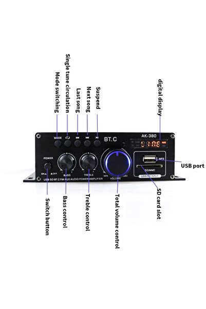Choice Sound Amplifier for Car Channel 2.0 HIFI Bluetooth Amplifiers Home Digital Audio DC 12V Amp AK380...