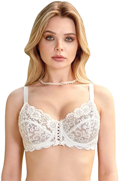 yusa stores Balenli Dantelli Toparlayıcı Minimizer Sütyen - EKRU - 80C