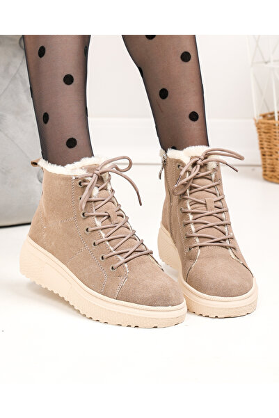 starlike Women's boots, natural suede, khaki F002-409