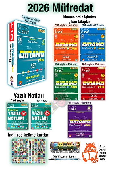 Tonguç Yayınları 5. Sınıf Dinamo 2026 1. 2. Dönem Yazılı Notları Tüm Dersler ...