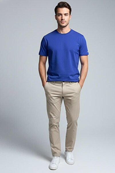 Sabri Özel BİSİKLET YAKA ERKEK T-SHIRT Mavi