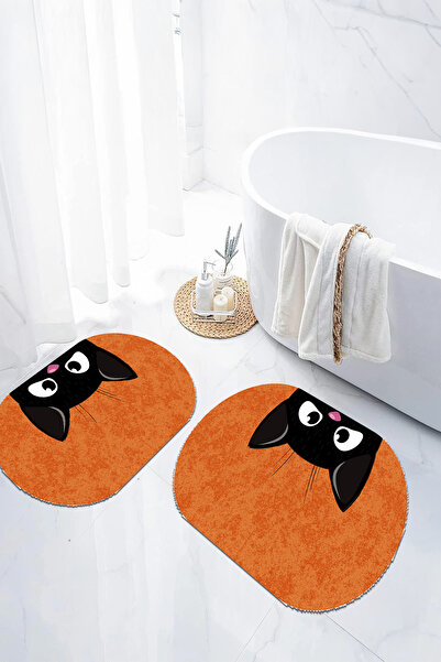 EVİMSEN طقم مقعد مرحاض بيضاوي الشكل بنمط القطط مع قاعدة رقمية مضادة للانزلاق ...