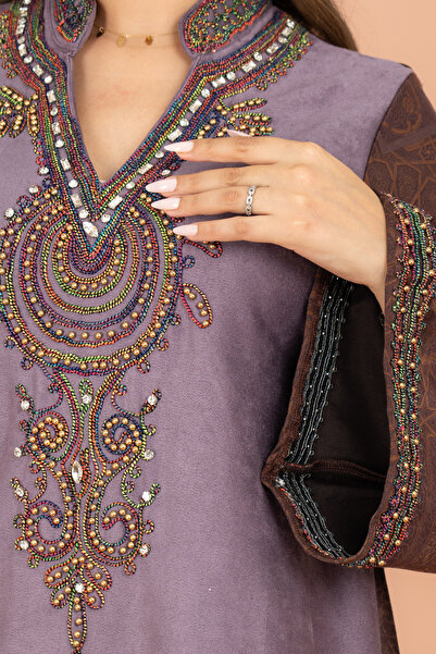 IKKXA Luxury Colorful Embroidery Wide Sleeves Solid Jalabiya