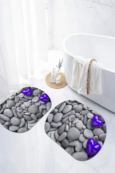 EVİMSEN طقم مقعد مرحاض رقمي بقاعدة مضادة للانزلاق وقابلة للغسل، موديل حجر الق...