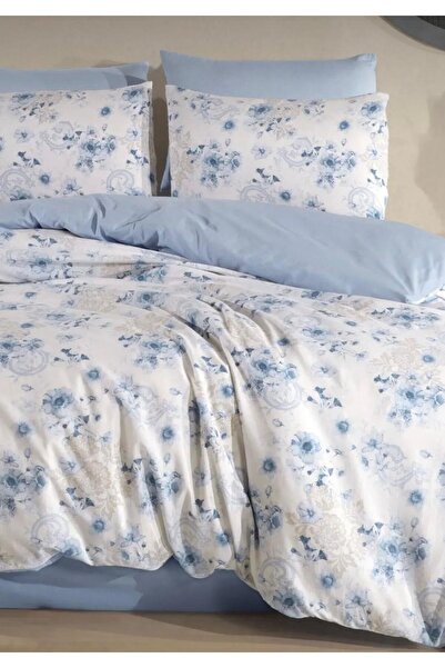 Pamuku Set lenjerie de pat cu model de flori, cu elastic, 180x200 cm