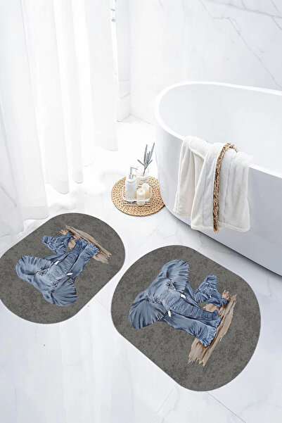 EVİMSEN طقم مقعد المرحاض بقاعدة رقمية مضادة للانزلاق وقابلة للغسل بنمط الفيل ...