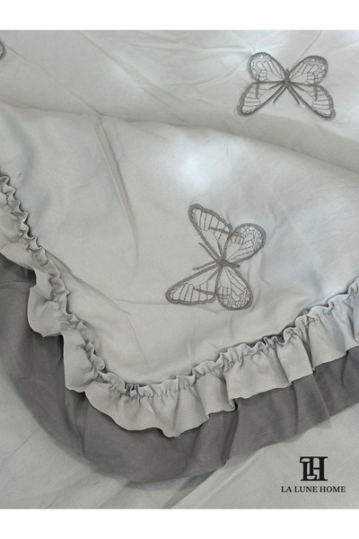 la lune home LA LUNA HOME LİKYA NAKIŞLI ÇİFT FIRFIRLI TEK KİŞİLİK YATAK ÖRTÜSÜ