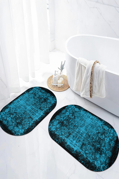 EVİMSEN Set de scaune pentru toaletă cu covoraș de baie oval modern, lavabil,...