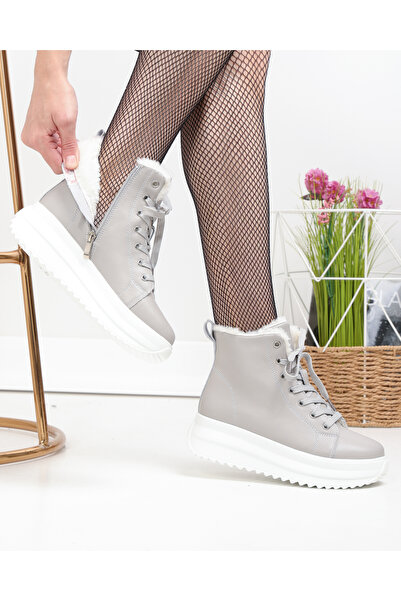 starlike Women's boots, natural leather, gray F002-296