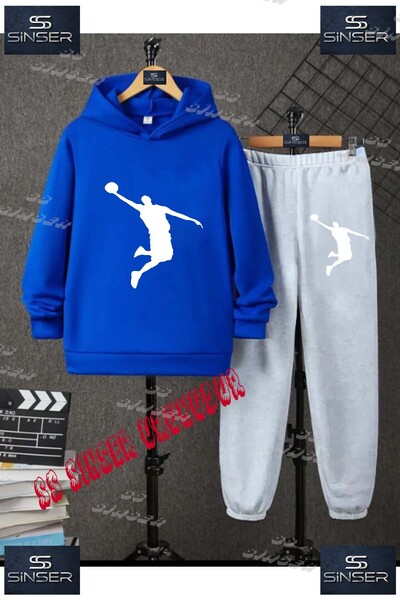 SS SİNSER Children's Unisex'Jordon Adam White' Special Printed Hooded Tracksu...
