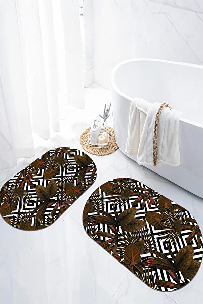 EVİMSEN Set de scaune pentru toaletă cu covoraș de baie oval, cu model de fru...