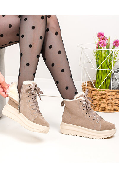 starlike Women's boots, natural suede, khaki F002-296